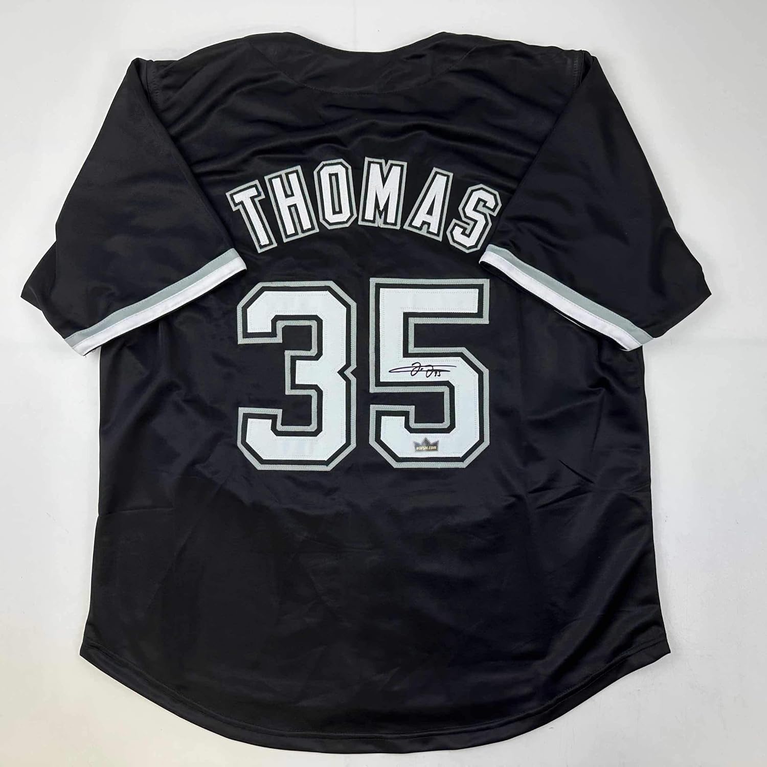 Facsimile Autographed Frank Thomas Chicago Black Reprint Laser Auto Baseball Jersey Size Men's XL