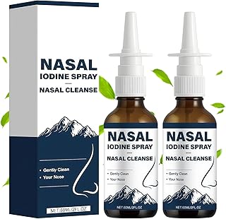 2Pcs Iodine Nasal Spray, Daily Nasal Cleanse,Fine Mist Non-Medicated Nasal Spray - 150+ Uses per Bottle for Dry Air, Travel & Daily Use