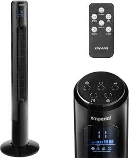Emperial Tower Fan 46" with Remote Control, Oscillating Cooling Fan, 3 Speed Settings, 3 Modes, LED Display, 12 Hour Timer - Black