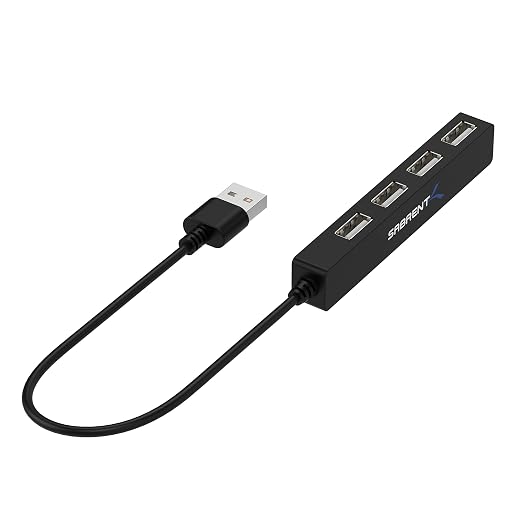 SABRENT USB Hub, USB Adapter, 4 Port USB Extension, Multiple USB Data hubs Splitter for Mouse, Keyboard, PlayStation 5, Laptop, PC, Printer, MacBook, Mac Mini, USB Stick, Notebook (HB-MCRM)
