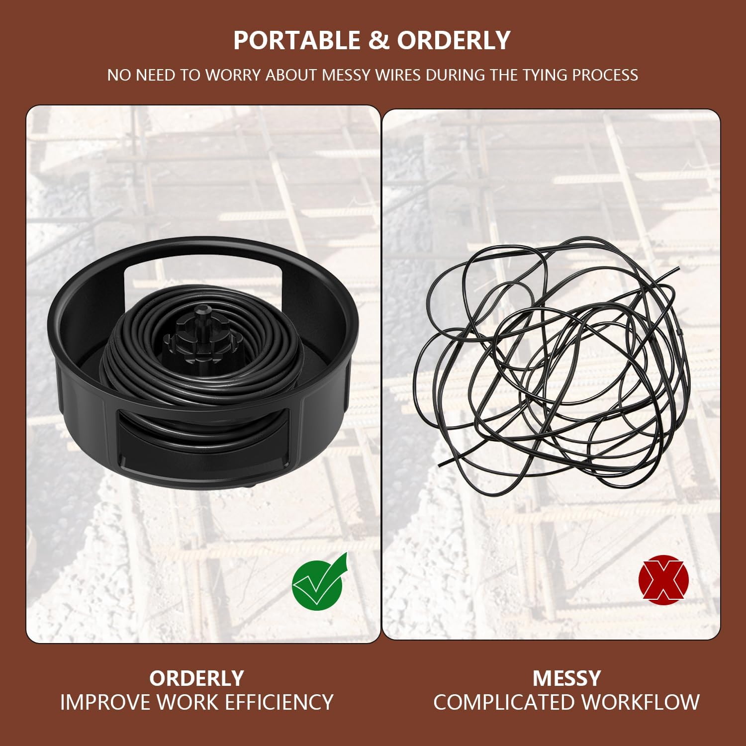 Aluminum Tie Wire Reel 12-18 Gauge Wire Reel with Rewind Knob Double Outlet for Left and Right Hands