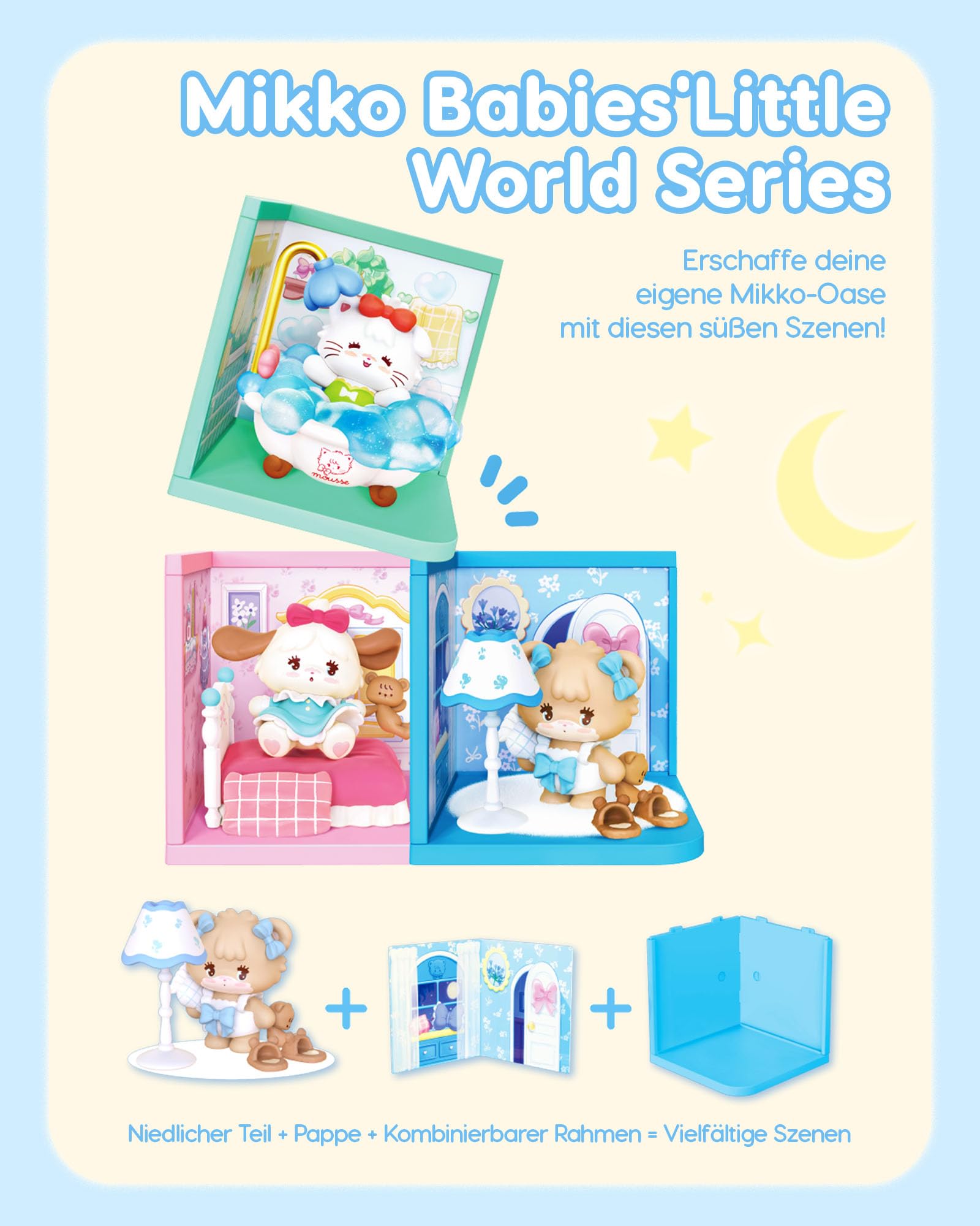 Rolife Blind Box Mikko Babies' Little World Serie, Blind Box Figuren im baubaren Räumen, Aesthetic Zimmer Deko, Überraschungsgeschenk Geburtstag Weihnachten für Teenager Mädchen & Frauen (Einzelbox)
