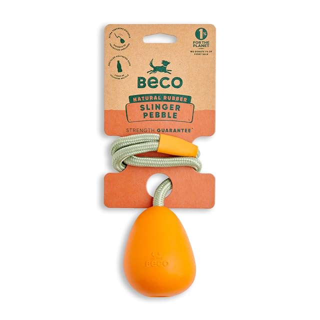 Foto 2 de 8 de Beco Juguete para Perros - Bola de Goma Natural en una Cuerda Juguete para Perros, Forma de Huevo, Color…