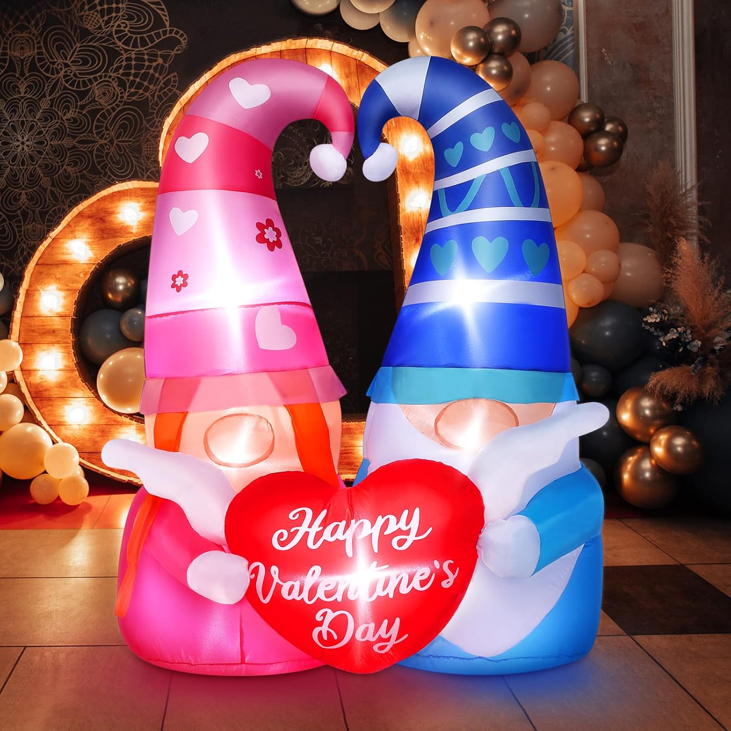 4FT Valentines Inflatables Gnome Lover Glow up Outdoor Decorations,Valentine's Day LED Blow Up Giant Lighted Sweet Hearts Romantic Decor for Porch Yard : Patio, Lawn & Garden