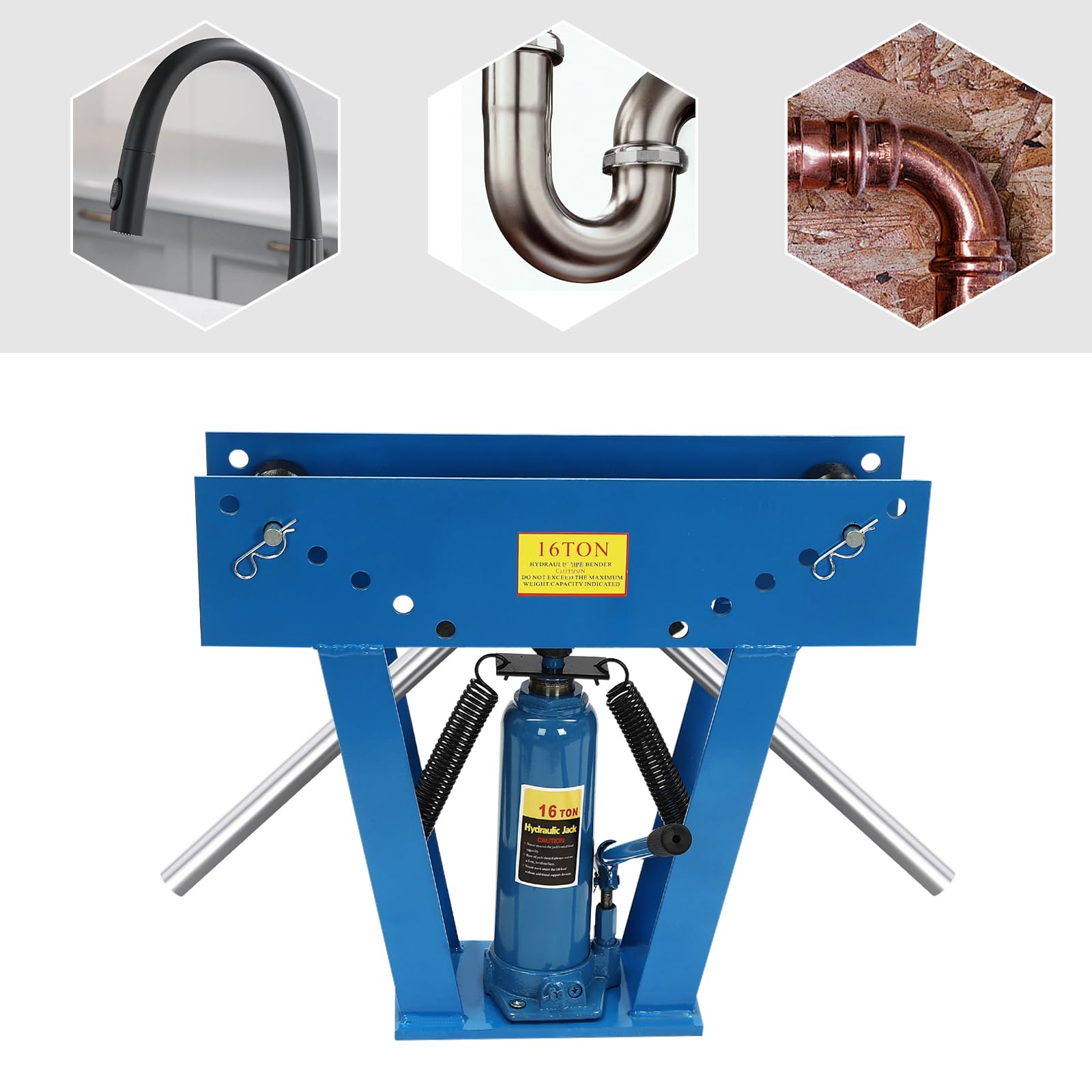 16 Ton Hydraulic Pipe Tube Bender, Manual Heavy-Duty Pipe Bending Machine Hydraulic Tubing Bender Tool with 8 Dies (1/2