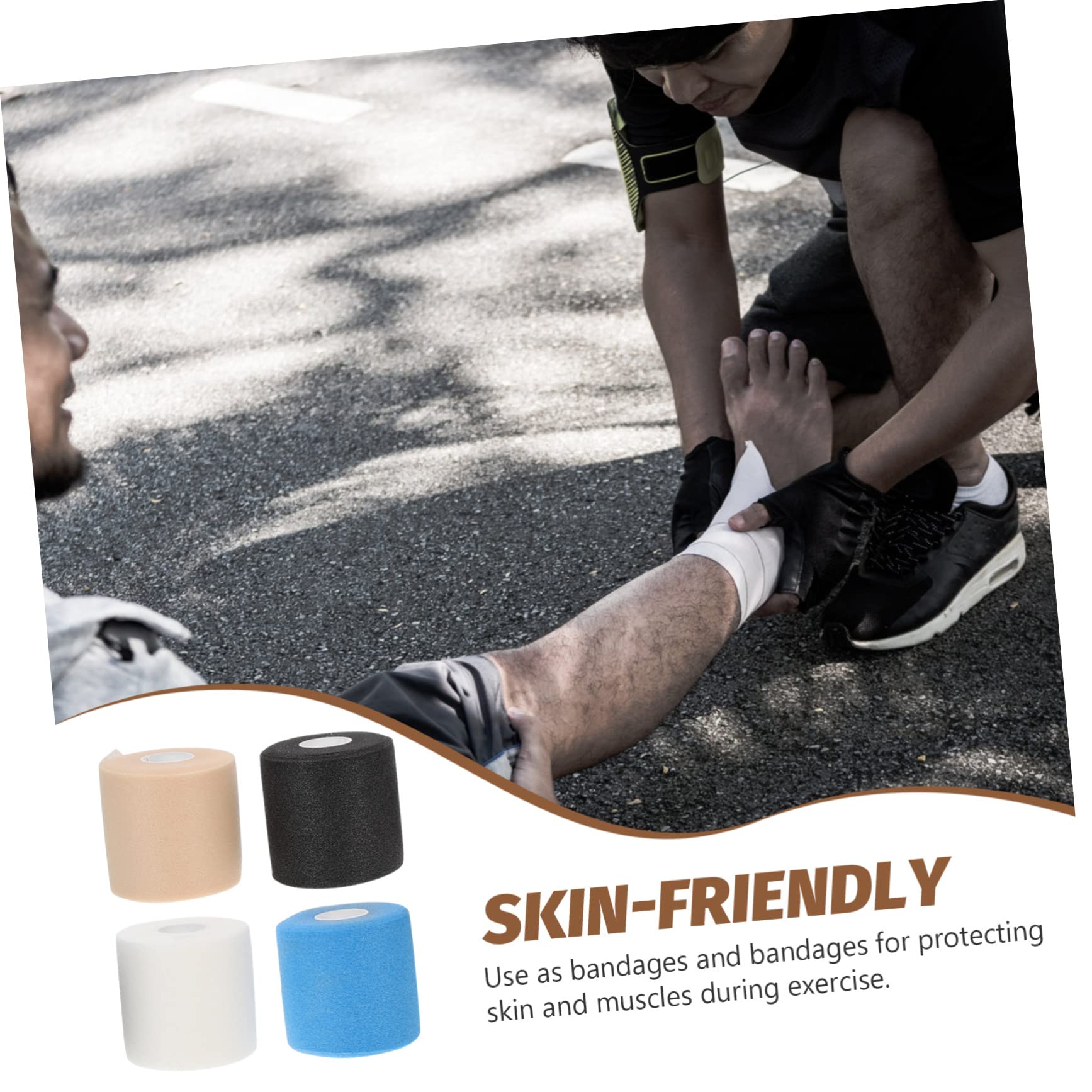 Toddmomy 2 Ensembles Bandes Élastiques De Préparation Bandages Pour Peau Peau Blanc Bleu Noir Pour Athlètes Et Soutien Musculaire 4 Rouleaux*2