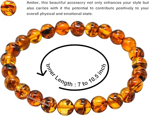 Vista 693 de Amazing Gemstone Crystal Bracelet for Women Men's Gifts - Protection Healing Crystal Bracelet - 8mm Gemstone Beaded Stretchable Bracelet Pulseras