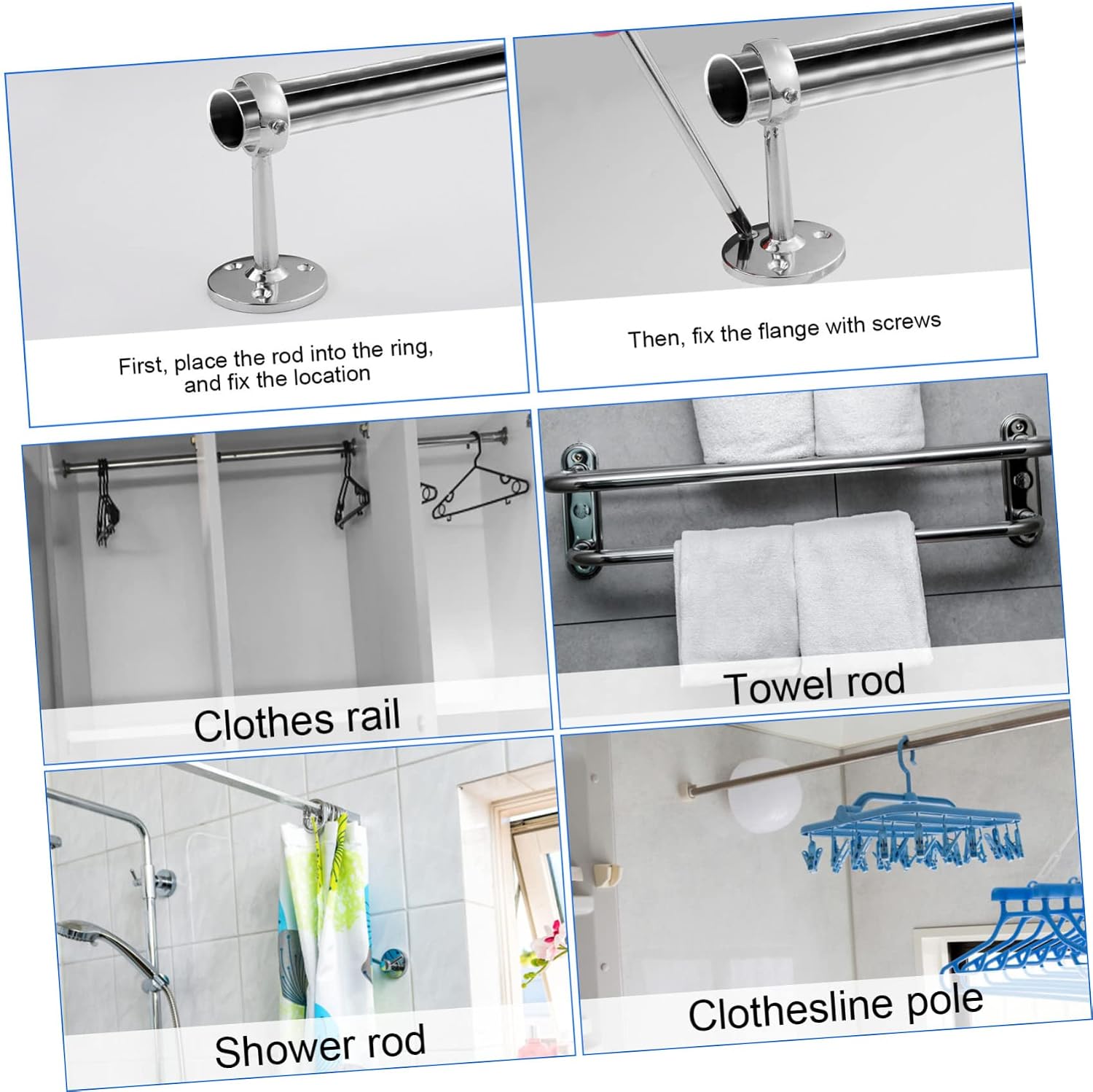ORFOFE 8pcs Closet Rod Support Brackets Ceiling Mount Brackets for Curtain Rods Heavy Duty Multi-Purpose Style Strength