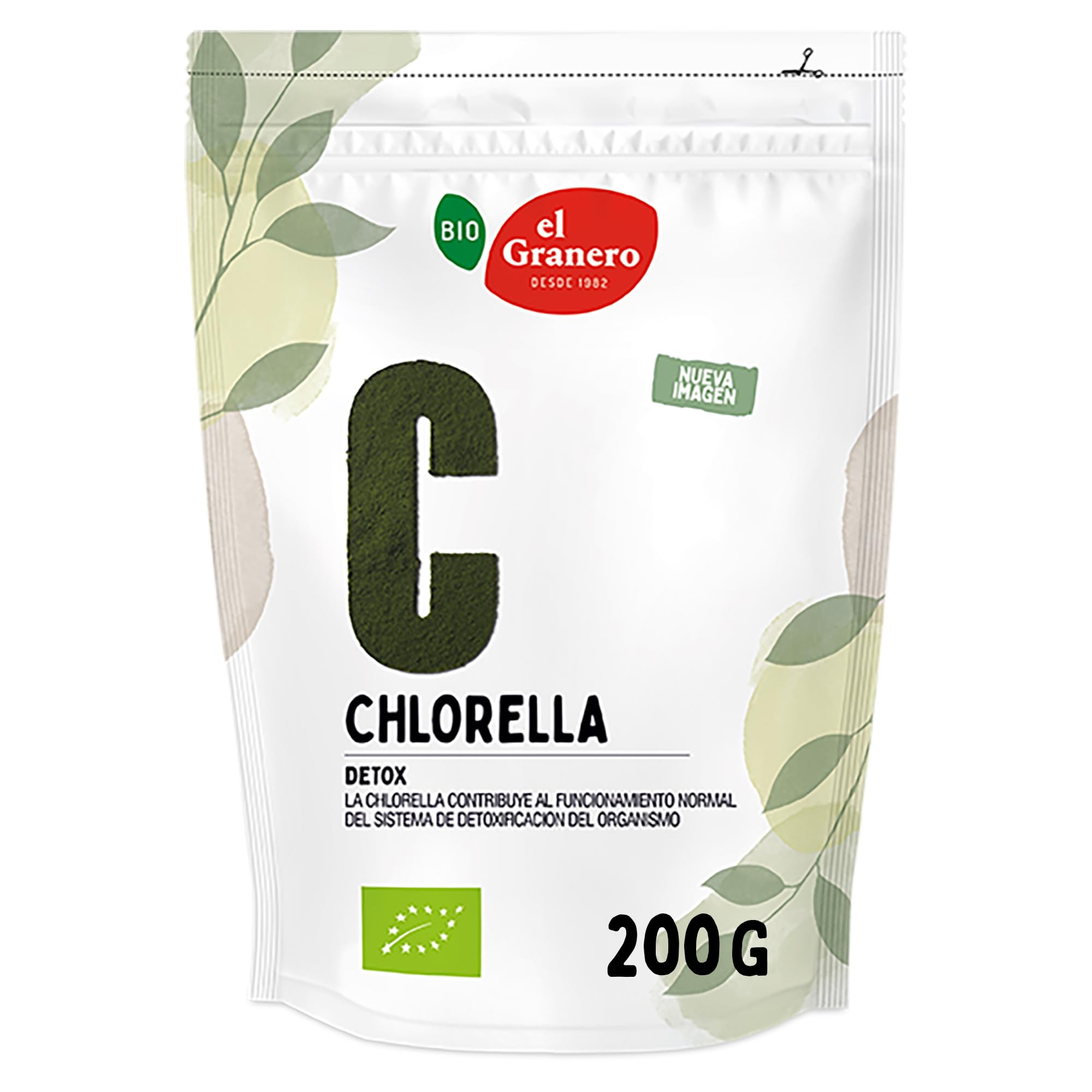 EL GRANERO INTEGRAL - Chlorella Bio - 200 g - Apta para Veganos - Fuente de Proteínas y Clorofila - Propiedades Detox y Antioxidantes - Ideal para Batidos, Zumos y Smoothies