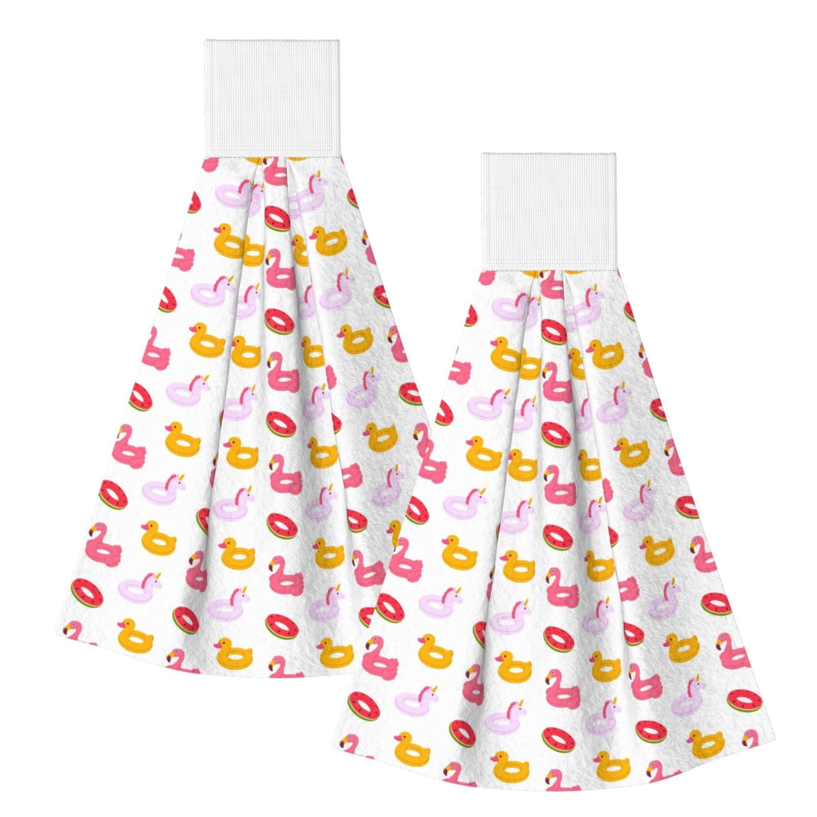 Noble Ren Flamingo Pattern Hand Towel Hanging Kitchen Towel Velcro Dry Towel Highly Absorbent Suitable For Bathroom/Living Room/Toilet