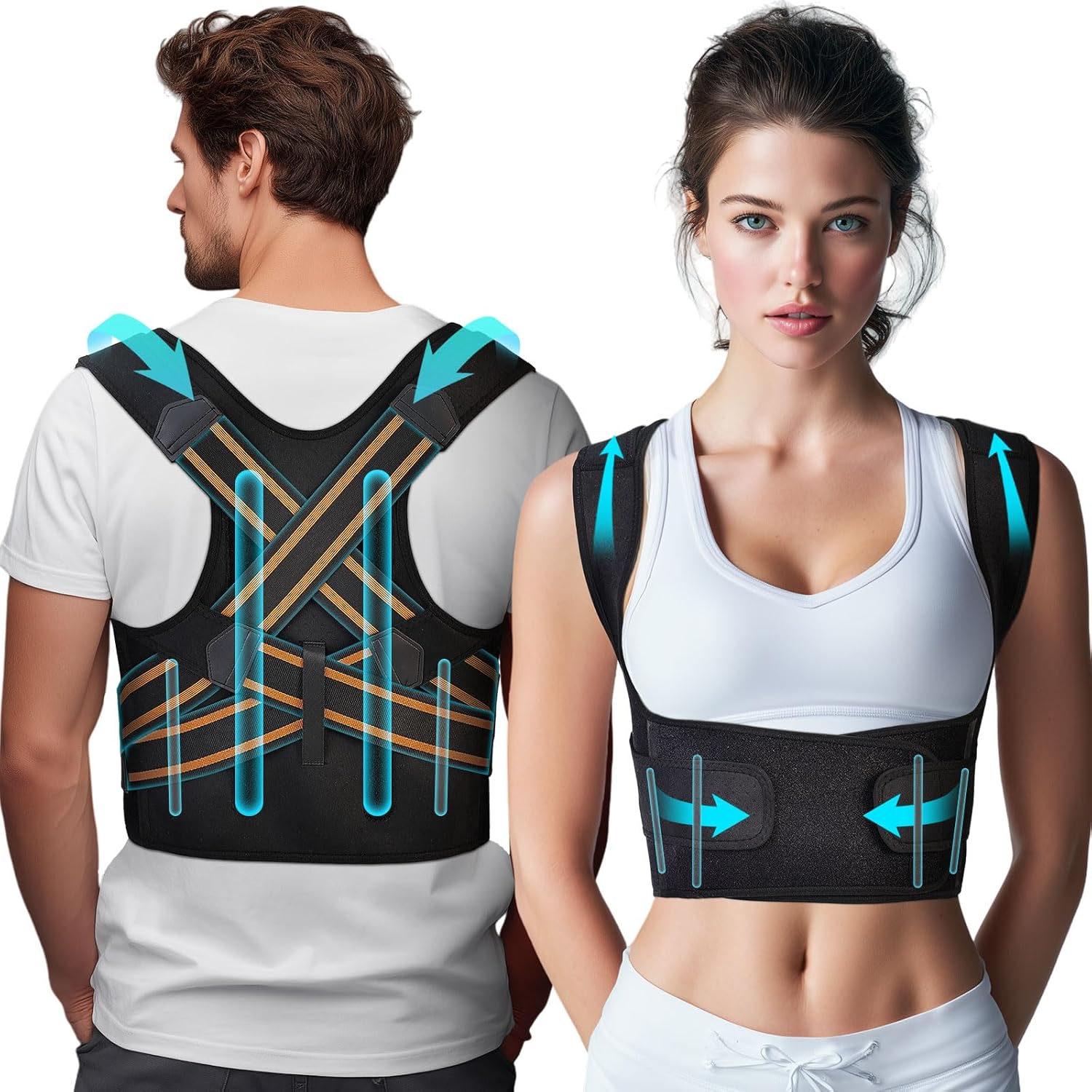 Posture Corrector for Men and Women, Instant Back Straightener, Adjustable Upper Back Brace, Invisible Shoulder Brace Hunchback Corrector for Slouching, Scoliosis, Neck Pain Relief (Medium)