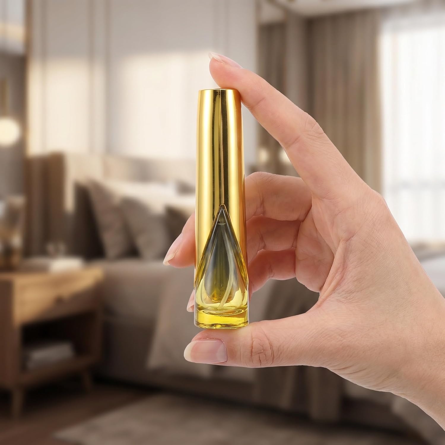Refillable Glass Perfume Bottles Leak-proof Spray Atomizer 5pcs 13ml with Metallic Cap, Easy Pouring Travel Body Spray Bottles for DIY Use and Display