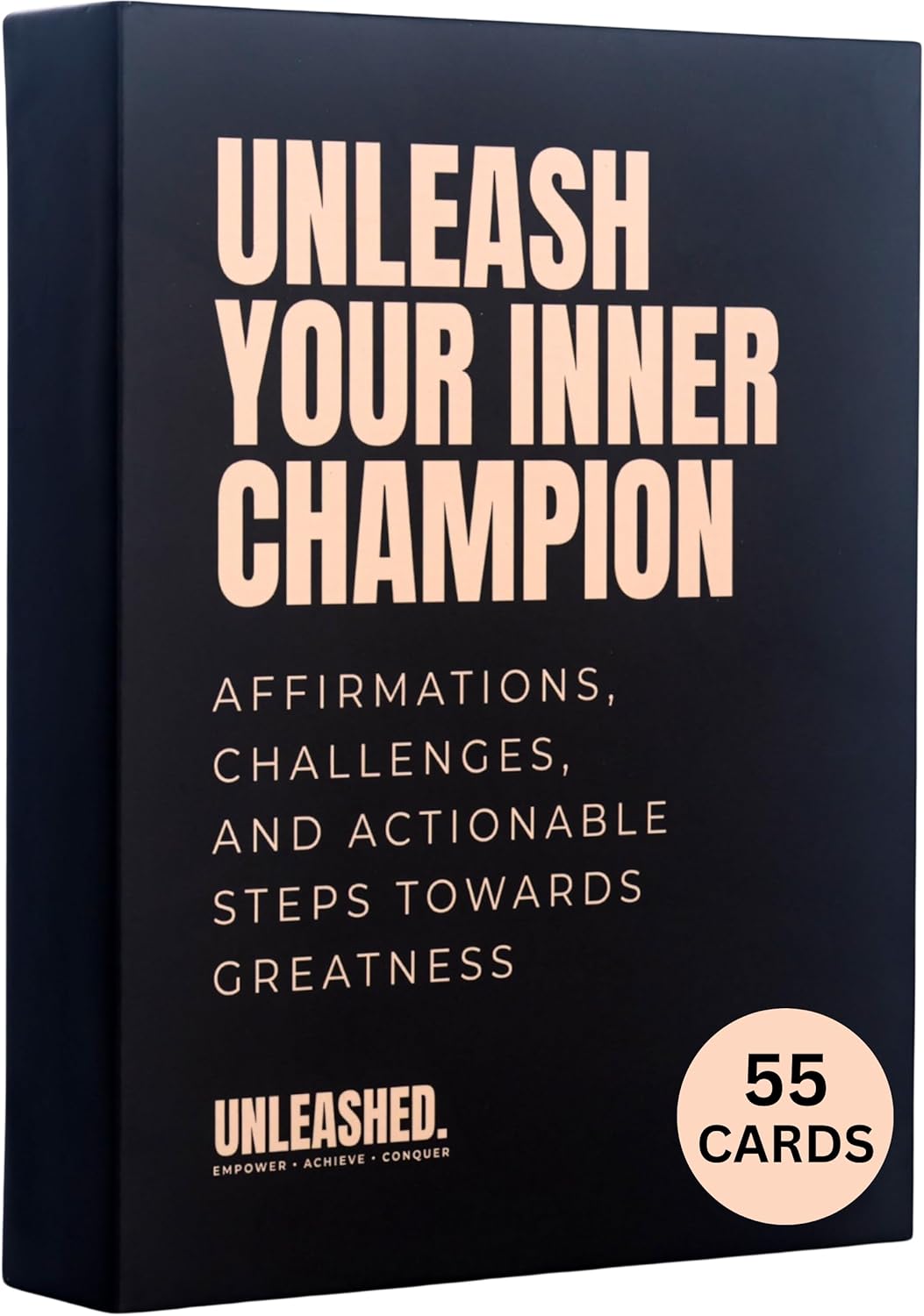 Daily Affirmation Cards to Unleash Your Best Self - 55 Cards with Empowering Quotes, Challenges & Practical Tips | Personal Growth Gift Idea for Driven Men & Women for Birthday, New Job, Mothers Day