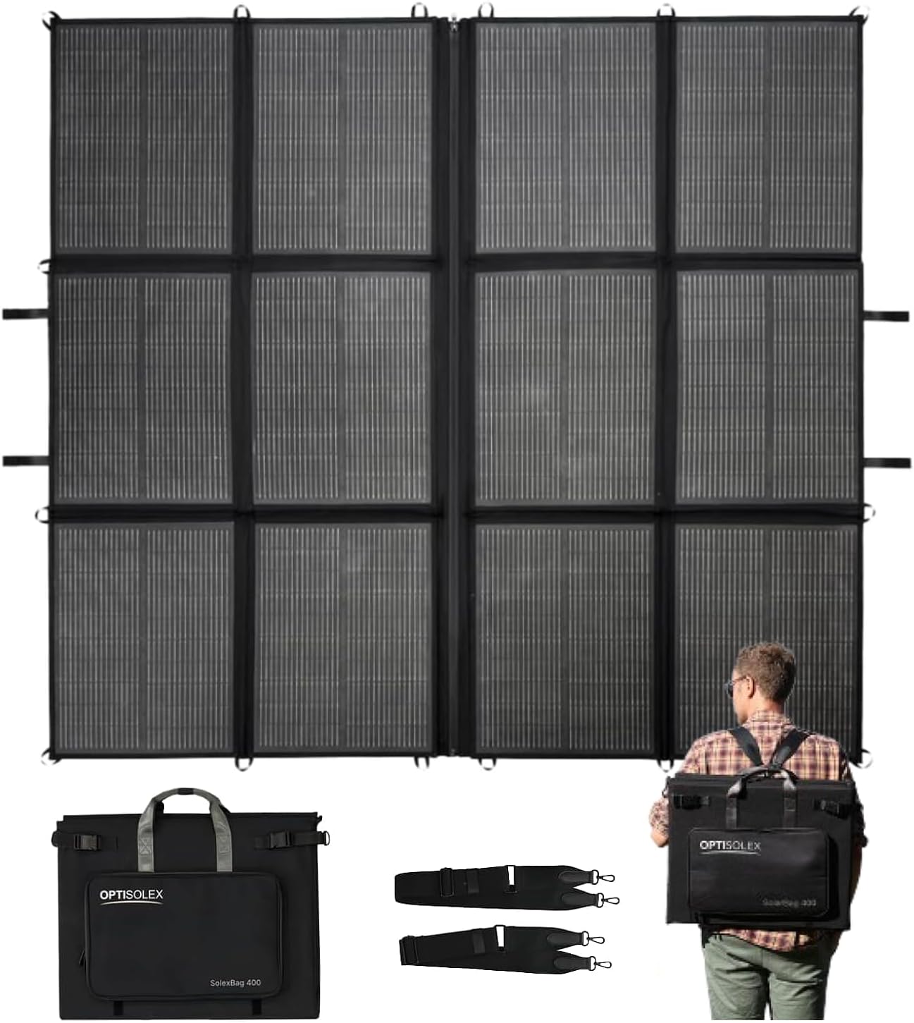 440W Portable Solar Panel, 17.2lbs Foldable SolarBag, Splits 2×220W Solar Blanket, 25% High Efficiency, Lightweight Solar Panel Charger for Camping, RV, SUV, Marine, Off Grid