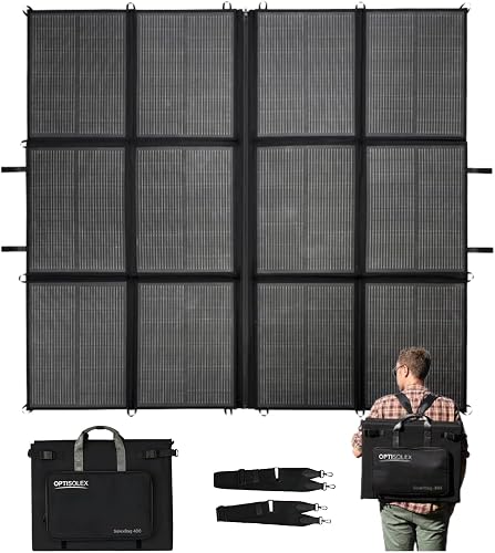 440W Portable Solar Panel, 17.2lbs Foldable SolarBag, Splits 2×220W Solar Blanket, 25% High Efficiency, Lightweight Solar Panel Charger for Camping, RV, SUV, Marine, Off Grid