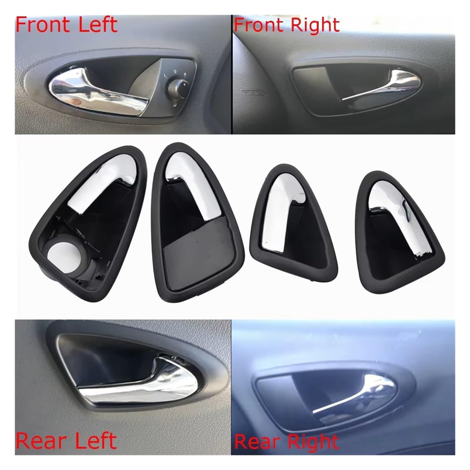 Coche Manija Puerta Interior Para Seat Para Ibiza 6J 2010-2022 Manija Interior Puerta Delantera Trasera Izquierda Derecha 6J1837113A 6J4839114A(1 Pair L)