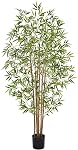 Artificial Bamboo Tree, Fake Bamboo Plant 6FT Tall with 6 Natural Real Trunks, Artificial Tree Indoor Decor Faux Silk Tree for Home Office Living Room Modern Decor