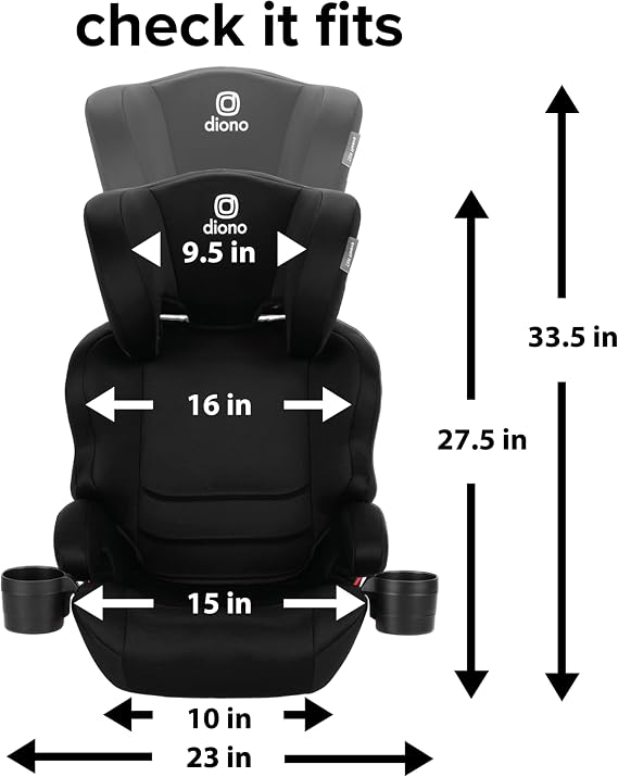 Diono Everett NXT High Back Booster Car Seat with Rigid Latch, Lightweight Slim Fit Design, 8 Years 1 Booster Seat, Black