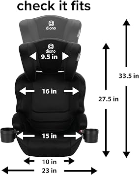 Diono Everett NXT High Back Booster Car Seat with Rigid Latch, Lightweight Slim Fit Design, 8 Years 1 Booster Seat, Black