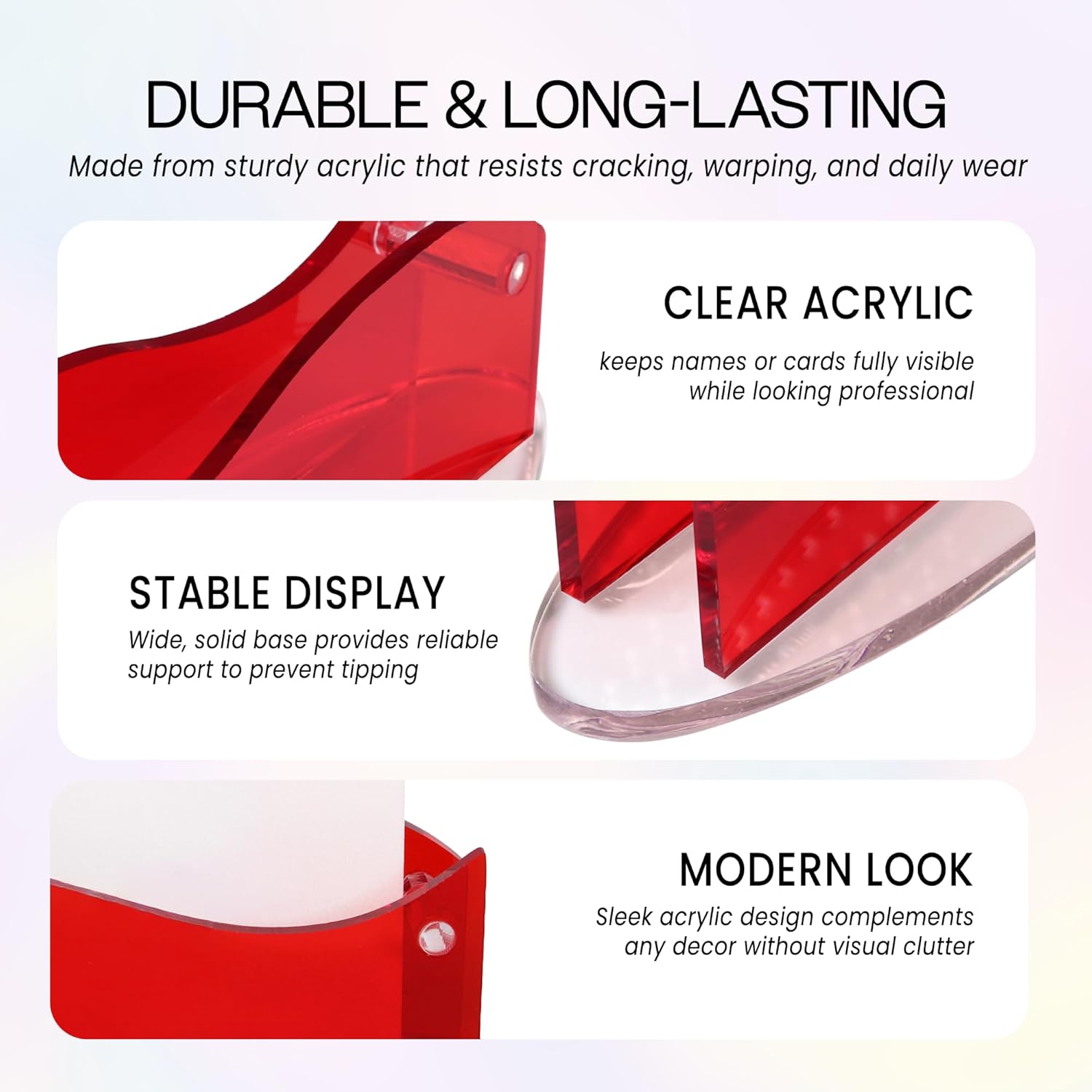 Beauticom Modern Style Business Card Holder Organizer Stand Display for Offices, Receptionist, Salons, and Businesses (Red, 12 Pieces)