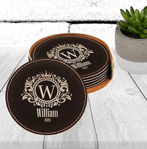 Miniatura 6 de Juego de posavasos redondos personalizados, regalo personalizado, posavasos modernos, posavasos de boda, juego de posavasos con monograma, posavasos