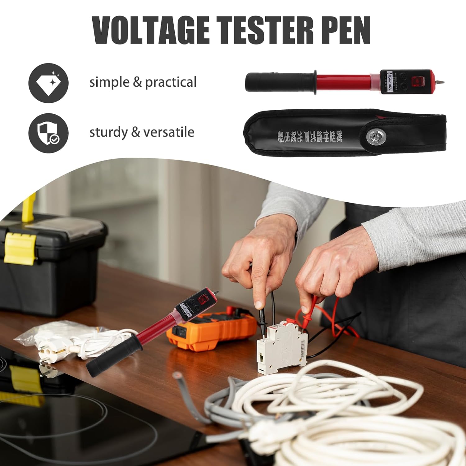 Veemoon Voltage Retractable Checking Tool Electrical Tester Pen Non-Contact Voltage Tester