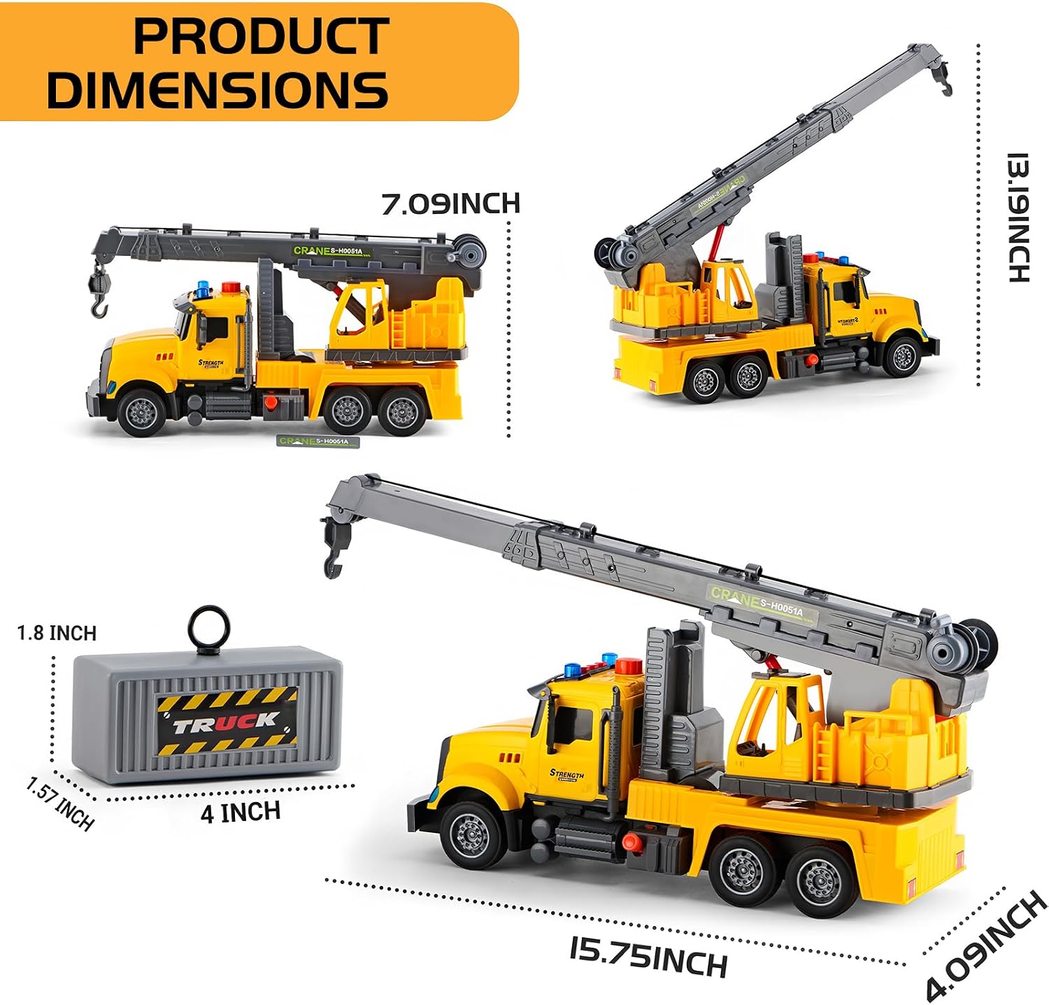 LerBao Large Crane Truck Toys for 3 4 5 6 7 8 Year Old Boys, Truck with Loading Crane,Lights and Sounds Vehicles Toy for Kids Childs Toddlers Christmas Birthday Gift