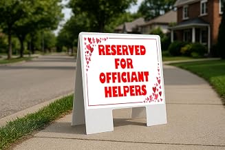 Reserved For Officiant Helpers Red Frame With Hearts A-Frame Double Sided 23x23 in. sign