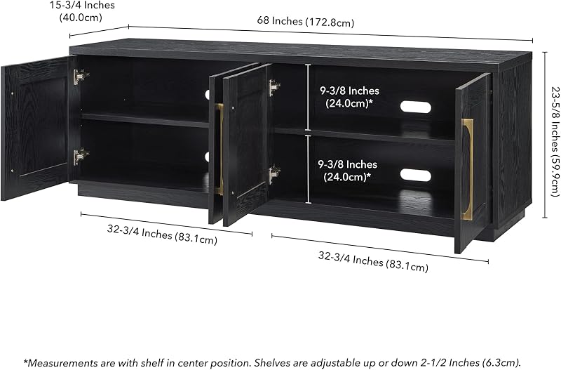 Henn&Hart 68" TV Stand for TVs up to 75", Natural Black image 3