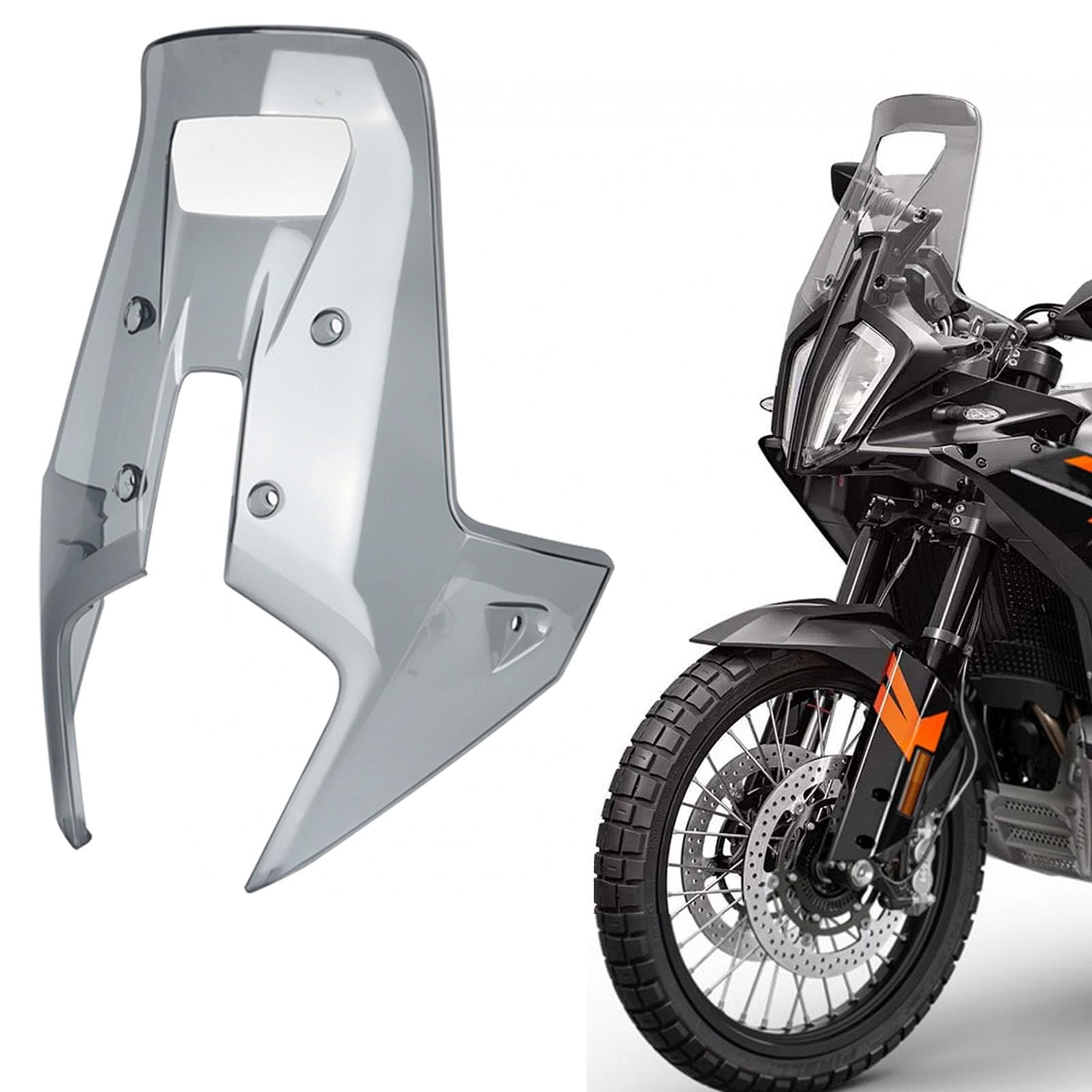 RUNNING PANTHERWindshield Deflectors for 790 890 ADV Adventure R Rally 2023-2024, Motorcycle Front Acrylic Wind Shield Air Deflector WindScreen Visor Accessories for 790 890 ADV R Rally (Smoke Gray)