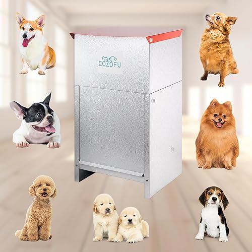 Miniatura 8 de Comedero para perros  Estación de comida para mascotas de metal galvanizado para uso en interiores y exteriores  Dispensador automático alimentado