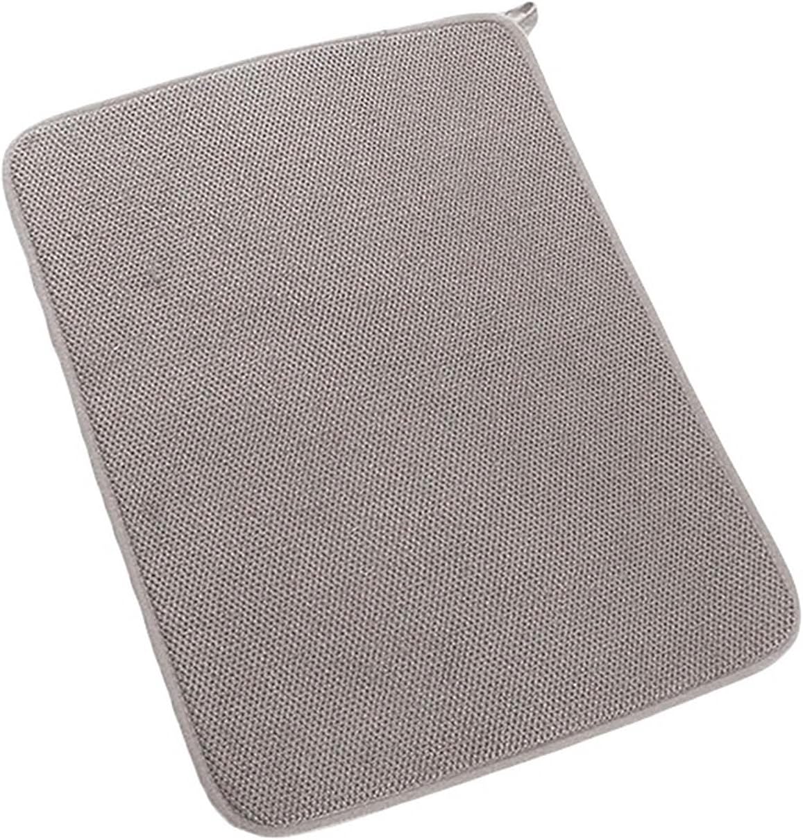 Dish drying mat Solid Color Dishes Cabinet Drying Mat Microfiber Absorbent Table Mat Drain Pad-Gray-38x50cm