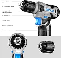 Vista 4 de DEKOPRO Juego de taladros: juego de herramientas con taladro inalámbrico azul de 8 V, kit de herramientas para el hogar con taladro, kits
