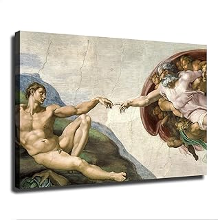Michelangelo Buonarroti - The Creation of Adam Wall Art Poster Gifts Bedroom Prints Home Decor Hanging Picture Canvas Painting Posters (08×12inch_Unframed)