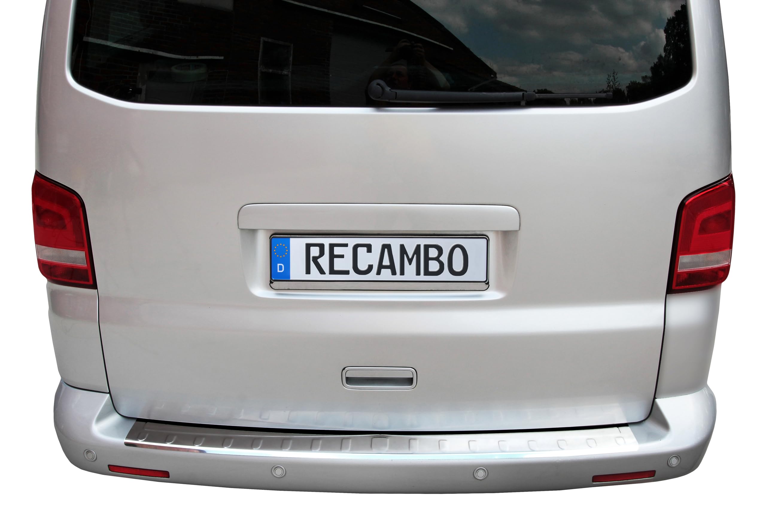 Recambo | Protector de Parachoques trasero | Compatible con VW T6 | a partir de 2015 | Acero Inoxidable Cromado | Protección borde de carga