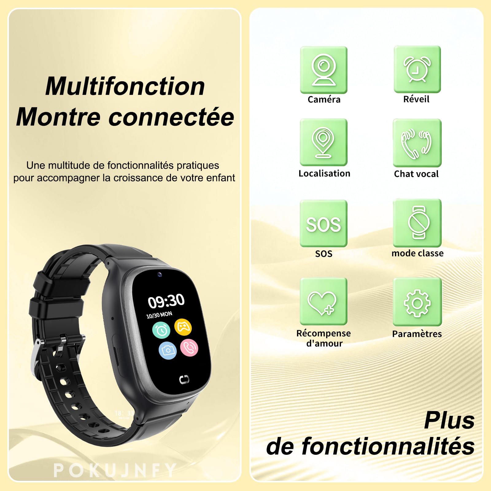 Montre Connectée Enfant GPS Appels Téléphoniques Chat SOS | Contacts Réveil Jeu IP68 Étanche Mode Classe Numérique Montre Enfant Garçons Filles Anniversaire Cadeaux