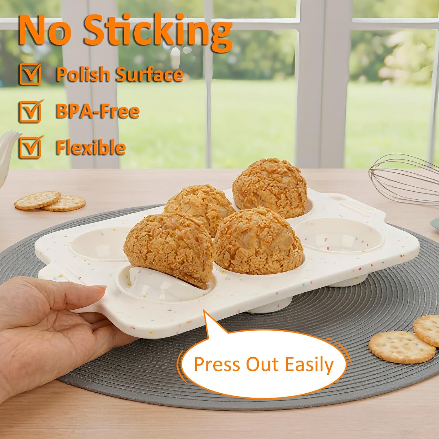 Silicone Muffin Pan for Baking, Collapsible Muffin Pan with Metal Reinforced Frame, Silicone Molds for Baking, Non-Stick & BPA-Free, Oven Safe Cupcake Pan, Regular Size 6-CUP Non-Toxic (2 Pack)