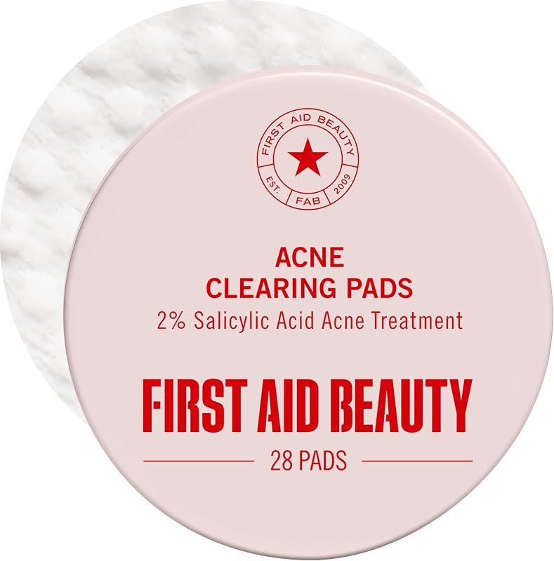 First Aid Beauty Daily Facial Treatment Pads, AHA Exfoliating, Hydrating Barrier Support & Salicylic Acid Acne Pads, Sensitive Skin Safe