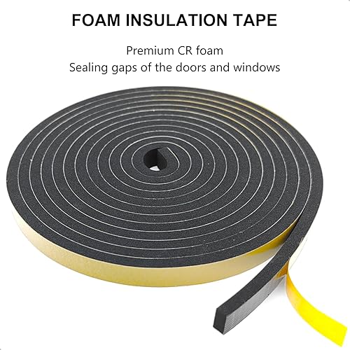 Miniatura 5 de Topiverse Tira de sellado de puerta, adhesivo fuerte, resistente a la intemperie, reduce el ruido, relleno de huecos, cinta aislante de espuma para