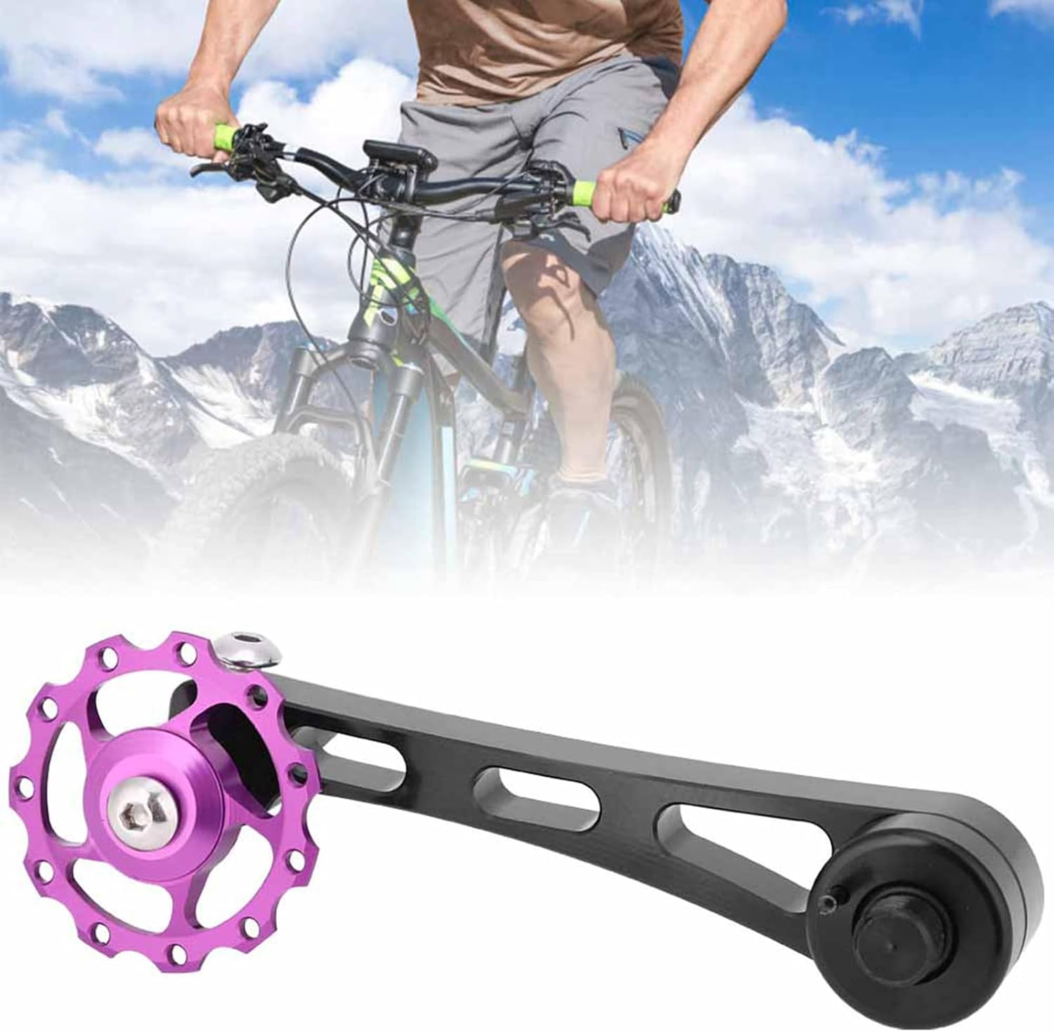 VINGVO Bike Chain Tensioner, Aluminium Alloy Rear Derailleur Stabilizer for Single Speed Bicycle, Small Size Light Weight, with Frame Claw Screw Hole