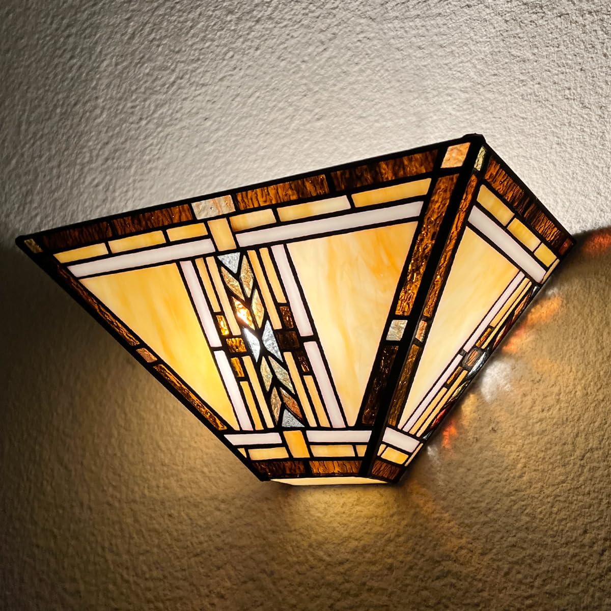 Tiffany Wall Sconce,Stained Glass Wall Light Fixtures,Mission Style 1 Light Tiffany Sconces Lighting for Living Room Bedroom Hallway