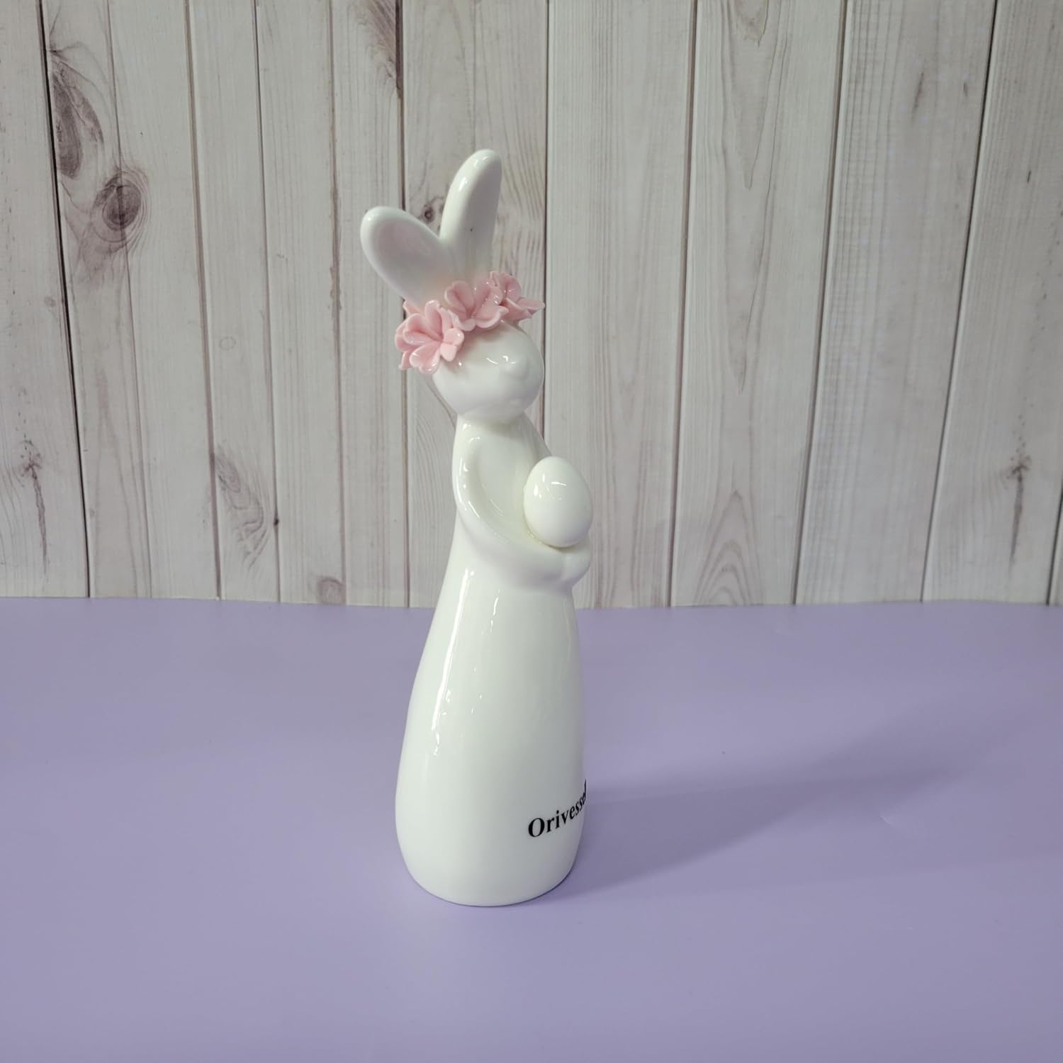 Orivesselle Ceramic figurines Floral-Patterned Ceramic Rabbit Ornament — Adorable Decorative Rabbit Figurine, Handcrafted-Style Ceramic Accent for Home, Office, and Shelf Decor