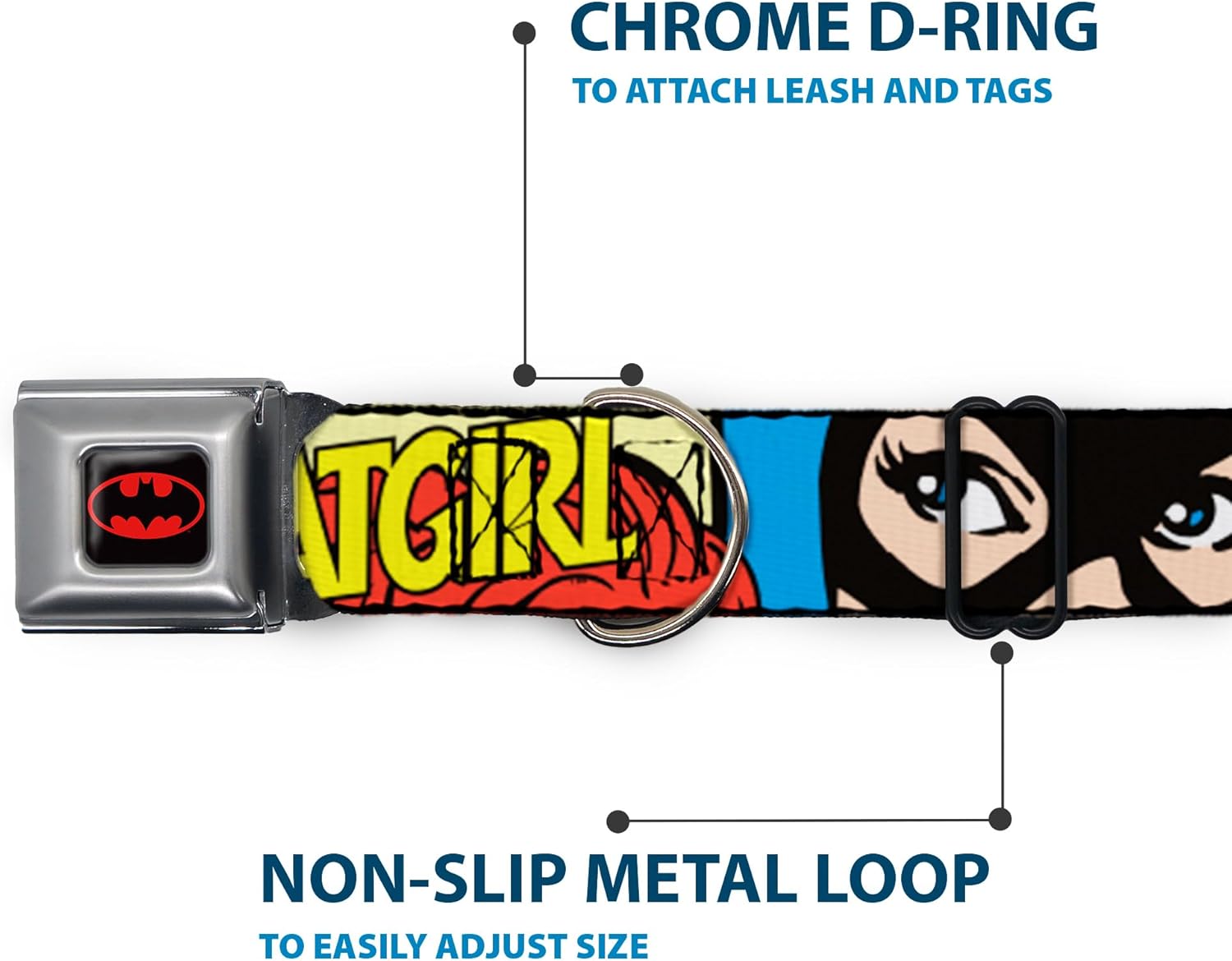 Buckle-Down Seatbelt Buckle Dog Collar - BATGIRL in Action w/Face CLOSE-UP - 1" Wide - Fits 11-17" Neck - Medium