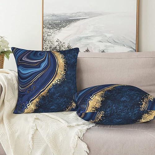 Miniatura 7 de Juego de 2 fundas de almohada con textura de mármol azul, fundas de almohada cuadradas para sofá, dormitorio, sala de estar, automóvil, 18 x 18