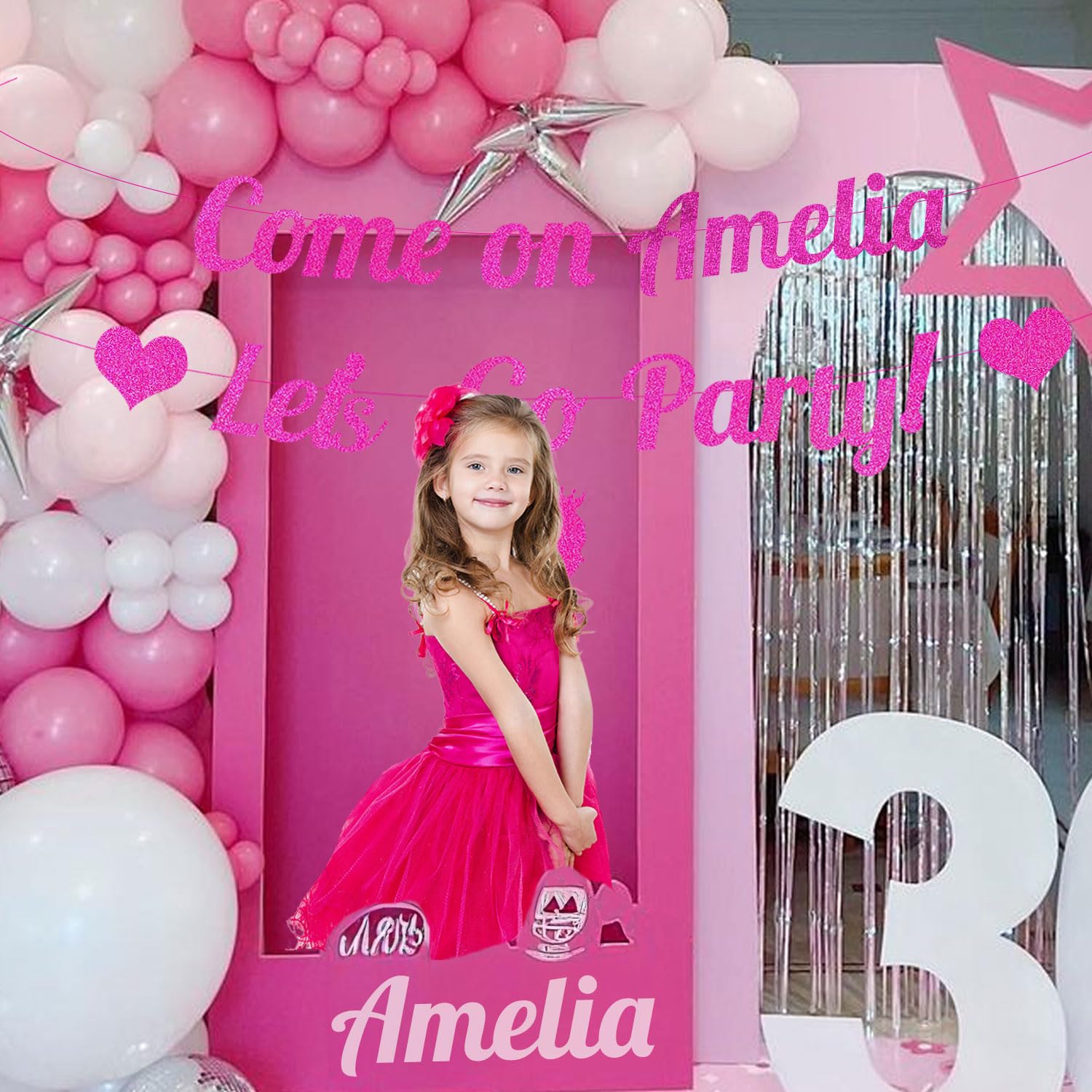 Amazon.com: Hot Pink Come On Let'S Go Party Glitter Paper Banner Princess  Bachelorette Party Decorations Bling Pink Heart Crown Doll Head Girl Banner  Backdrop Women Girl 21St Birthday Princess Themed Party Decor :