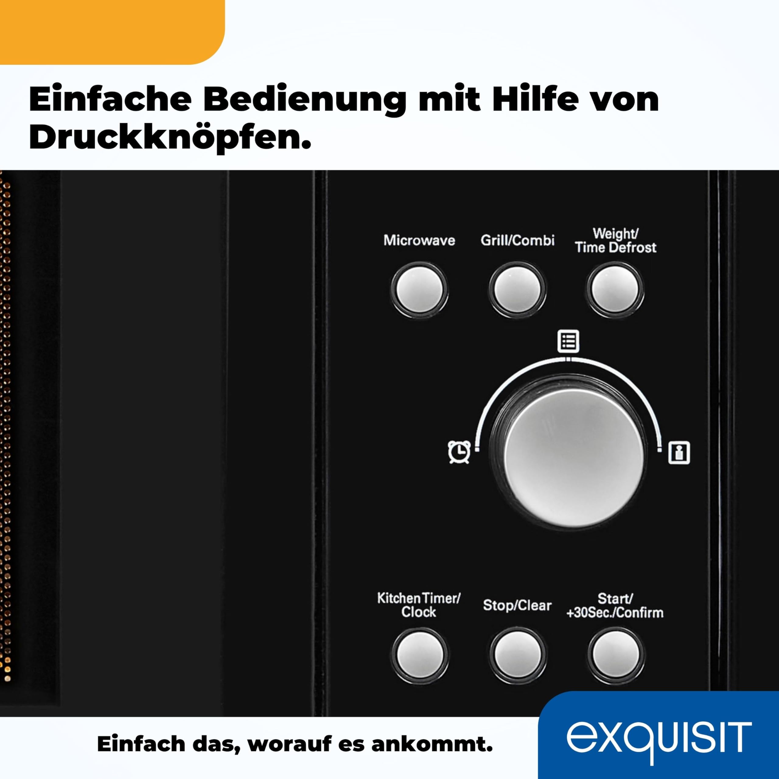 Exquisit Kuchenka mikrofalowa do zabudowy EMW 1770-G-D-030 czarna | 700 W | 1000 W funkcja grillowania | timer