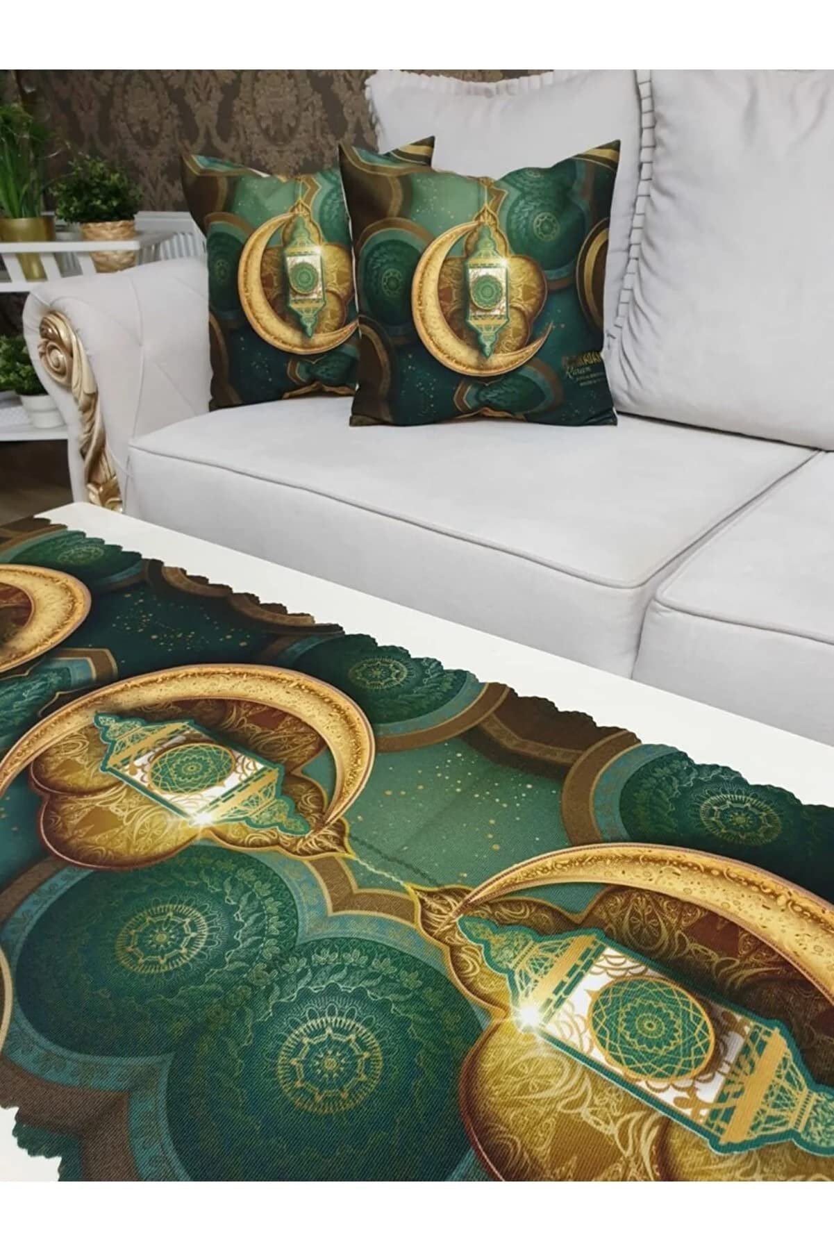 Ramadan Kareem Cushion Covers 2 pcs & Table Runner