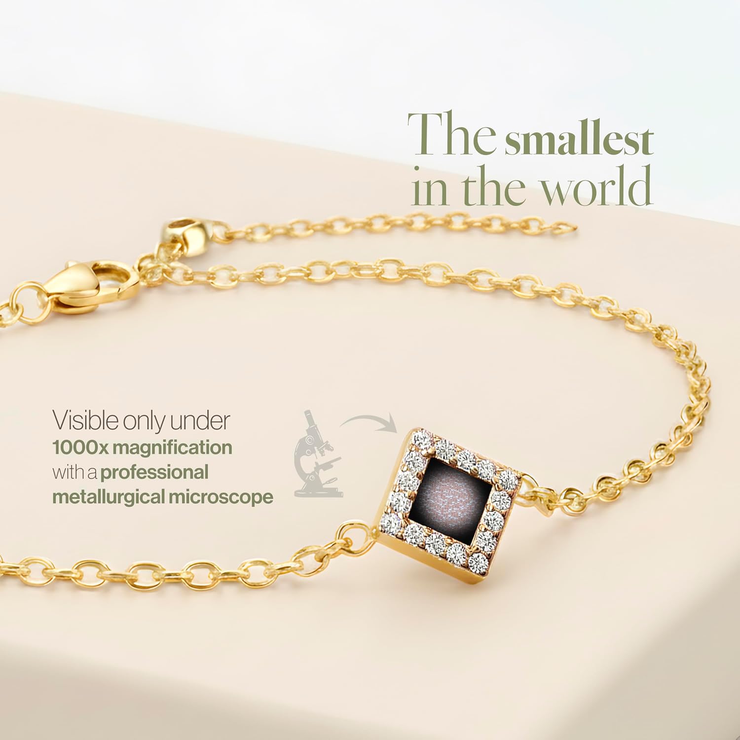 Smallest Nano Bible Christian Charm Bracelet - Tiny Square Rhombus for Women with Entire KJV New Testament Holy Scriptures on 0.2" Microchip, Religious Jewelry for Her, 6.5+2" Extension