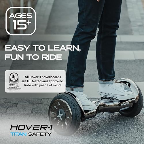 Miniatura 5 de Hover-1 Titan - Patineta eléctrica de autoequilibrio con velocidad máxima de 8 MPH, autonomía de 8 millas, carga completa de 3.5 horas, altavoz