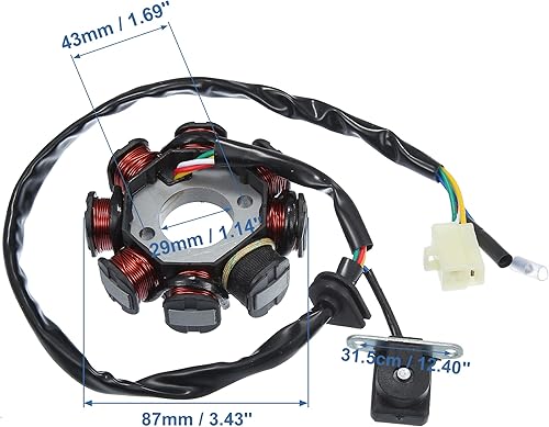 Miniatura 4 de ACROPIX Bobina de encendido de placa de estator magneto de 5 cables de 8 polos para motocicleta de 50 cc, 80 cc, motor GY6 para ATV, scooter, Go